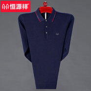 恒源祥2025秋冬季長(cháng)袖T恤男裝羊毛衫中年男士寬松翻領(lǐng)針織衫打底衫上衣 8862藏青 L 175/(140-160斤)