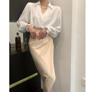 Radinka2025春秋新款智性風女神范御姐氣質颯套裝女通勤上衣包臀裙子SMY 白色上衣+杏色半身裙 L
