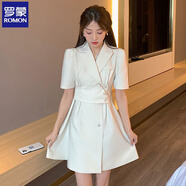 羅蒙黑色西裝連衣裙女短袖工作服氣質(zhì)休閑2025新款美容珠寶店職業(yè)裙夏 白色【達(dá)人推薦】 L 【建議105-120斤】