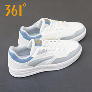 361°男鞋板鞋男運動(dòng)鞋男秋冬季款小白鞋子361度皮面休閑鞋潮情侶鞋R 羽毛白/光子灰6613 42