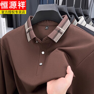 恒源祥（HYX）長袖t恤男士2025年春秋季新款中年翻領(lǐng)商務(wù)休閑寬松爸爸裝POLO衫 3332暗紅 XL 175 建議135-155斤