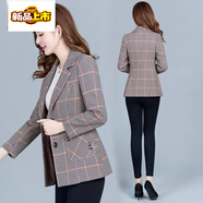 初徑女裝格子小外套西服秋季上衣短款休閑 外套碼數(shù)偏小建議拍大一個(gè)碼 S 建議75斤左右
