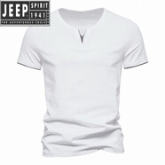 JEEP SPIRIT2025新款夏季男士簡(jiǎn)約假兩件V領(lǐng)短袖T恤青年純棉潮流個(gè)性修身體恤 白色 L (115斤-130斤)