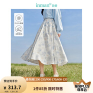 茵曼（INMAN）法式碎花高級感2025夏女新款休閑中長吊帶連衣裙子 白底藍(lán)花半身裙-18412674 XL