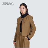 哥弟（GIRDEAR）新款綿羊毛法式復古圓領(lǐng)短款老錢(qián)風(fēng)外套氣質(zhì)1400688 日曬棕 M 3碼