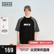 英克斯（inxx）潮牌漸變感配色短袖字母立體印花上衣男女同款XRF2010985 黑色 S