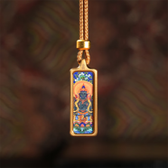 【五臺山直發(fā)】唐卡吊墜手繪佛牌護身符隨身普賢菩薩黃財神嘎烏盒 大勢至描金+掛繩