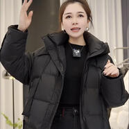 rowilcs竹簡(jiǎn)羽絨服【竹簡(jiǎn)小方塊】短款韓版外套休閑冬季女百外穿保暖顯瘦 黑色 小碼(90-125斤) 均碼