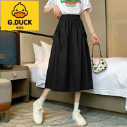 G.DUCKKIDS工裝半身裙少女夏裝12到15歲女大童初中學(xué)生傘裙a字半裙中長(zhǎng)裙子 黑色 165 S建議75-95斤