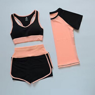 杜西哲（DUXIZHE）【618特惠】瑜伽服女套裝健身服裝2024夏新款運動套裝跑步服 橙色(短袖+文胸+短褲) 2XL 建議130-143斤