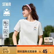 森馬羅小黑短袖T恤女印花俏皮上衣夏卡通圓領(lǐng)套頭衫109324100002
