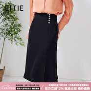 愛(ài)特愛(ài)（EITIE）高腰魚(yú)尾過(guò)膝半身裙顯瘦OL通勤時(shí)尚春季新款A2306101 固黑22 L