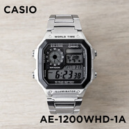 卡西歐（CASIO）手表男CASIO AE1000WD1A鋼帶 世界地圖 防水學(xué)生電子表 AE-1200WHD-1A 鋼帶