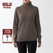 無印良品（MUJI）女式 頸部使用了棉的 可水洗高領(lǐng)毛衣 長袖打底針織衫 BAG15A2A 深咖啡色 M (160/84A)