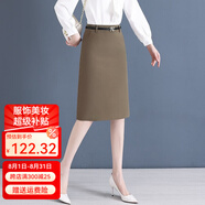 川蕓時尚半身裙女顯瘦款中裙包臀裙2025年夏季新款高腰通勤裙子 卡其色【裙長62-64cm】 XL/29( 115-125斤)