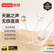 聯(lián)想Type-C有線耳機(jī)半入耳式3.5mm圓孔接口高清麥克風(fēng)通話高音質(zhì)聽(tīng)歌游戲聽(tīng)聲辨位適用于蘋果小米手機(jī) 銀白色【Type-C插頭+舒適佩戴】 360°環(huán)繞立體音-高清麥克風(fēng)通話