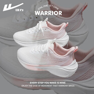 回力（Warrior）官方女鞋運(yùn)動(dòng)鞋女夏季網(wǎng)面透氣跑步鞋舒適減震飛織鞋子女白粉色35