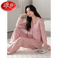 浪莎（LangSha）睡衣女春秋款純棉長(zhǎng)袖2025年新款秋冬大碼女士寬松休閑家居服 A-35969 M