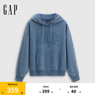 Gap女裝2025秋季新款logo重磅毛圈寬松蝙蝠袖連帽衛(wèi)衣上衣795440 灰藍(lán)色 XS (155/80A)亞洲尺碼