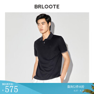 巴魯特（Brloote）桑蠶絲短袖POLO衫男士絲棉珠地高品質(zhì)T恤夏裝 黑色 170/92A