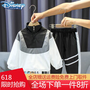 迪士尼（Disney）童裝男童套裝春秋拼色一歲寶寶衣服男孩運(yùn)動(dòng)冬裝兒童加絨兩件套3 白色  120 身高110-120體重36-42斤