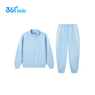 361°361度男女童針織套裝2025年秋季新款中大童運動(dòng)休閑上衣舒適衛褲 空氣藍/空氣藍 140