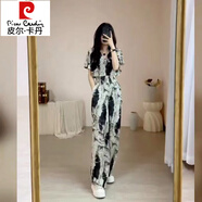 皮爾卡丹（pierre cardin）工裝連體褲女夏季新款高端氣質(zhì)高腰顯瘦小個(gè)子雪紡直筒休閑闊腿褲 圖片色【優(yōu)版】 S 【建議80-95斤】