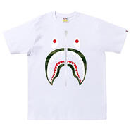 A BATHING APE男式迷彩鯊魚圖案短袖T恤休閑百搭春夏款 white / green 均碼 |L