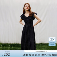 范思藍(lán)恩黑色波點(diǎn)顯瘦飛飛袖連衣裙女2024夏季新款小黑裙子12919 黑白波點(diǎn) M