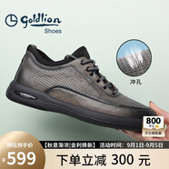 金利來(lái)（Goldlion）男鞋男士沖孔涼鞋透氣舒適耐磨休閑皮鞋G506230114RRD灰色41碼