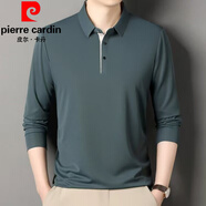 皮爾卡丹（pierre cardin）長袖t恤男2025秋季翻領純色體恤衫寬松商務休閑打底POLO衫上衣 2036-ZH999豆綠色 2XL