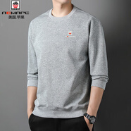 AEMPPE美國(guó)蘋果男士純棉衛(wèi)衣春秋季全棉長(zhǎng)袖T恤休閑寬松圓領(lǐng)打底衫 APEMAP/wy888灰色 M 170/88A