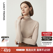 朗姿【王楚然同款】純羊毛高領(lǐng)針織衫春冬內(nèi)搭打底上衣曠野美拉德 珊瑚粉色 M