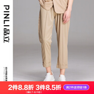 PINLI品立休閑褲男夏季薄款涼感時(shí)尚修身男士直筒褲子 卡其 3XL 190