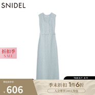 SNIDEL2025春夏新品簡約毛邊圓領(lǐng)無袖后開叉針織連衣裙SWNO251097 淺藍色 S (0)