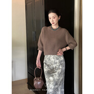 鷺青一原創(chuàng)【未稚】澳毛絨毛衣女秋冬復(fù)古高級感寬松短款針織上衣 淺摩卡 S （現(xiàn)貨）