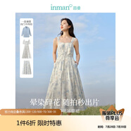 茵曼（INMAN）法式暈染女裝V領(lǐng)吊帶連衣裙2025夏季新品裙子 月藍(lán)  L 