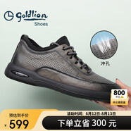 金利來（goldlion）男鞋男士沖孔涼鞋透氣舒適耐磨休閑皮鞋G506230114RRD灰色37碼