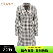 敦奴春季款優(yōu)雅時(shí)尚氣質(zhì)減齡格紋雙排扣女連衣裙 正黑色 XL