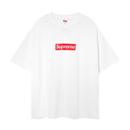 SUPREME2025美國潮牌Supreme夏季經(jīng)典logo紅色印花寬松男女頂級純棉T恤 白色 L 歐碼(75-85kg)