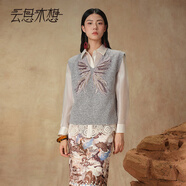 云思木想Ysimo-X摩登國(guó)風(fēng)2025早秋無(wú)袖外搭套頭針織衫馬甲女13659 灰色 XL
