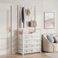 馨婺家防塵鞋架家用置物架學(xué)生宿舍門(mén)口鞋架子出租房臥室多層鞋帽一體架 白色-4層60CM【無(wú)紡布款】