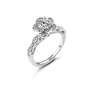 CAROMAY情人節七夕禮物星辰花語(yǔ)戒指S925銀求婚戒指訂婚紗照道具仿真鉆戒 星辰花語(yǔ)戒指[銀色] 開(kāi)口可調節