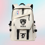 NBA籃球包男女學(xué)生書包大容量雙肩背包運(yùn)動(dòng)休閑旅行電腦包歐文 籃網(wǎng)杜蘭特米白色