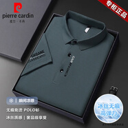 皮爾卡丹（pierre cardin）冰絲短袖t恤男夏季新款商務(wù)休閑半袖體恤翻領(lǐng)透氣上衣男裝POLO.衫 豆綠 2XL 推薦【155-168斤】