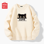 名創(chuàng  )優(yōu)品（MINISO）衛衣男春秋中國風(fēng)潮牌寬松百搭無(wú)帽長(cháng)袖男士秋冬款圓領(lǐng)休閑上衣服 淺米(貓小滿(mǎn)中標) 3XL (體重180-205斤左右)