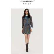 LULUALWAYS【商場(chǎng)同款】25秋季新款復古蝴蝶結小香風(fēng)粗花呢短外套 橘色 M