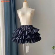 藏顏新款少女設計感芭蕾舞裙軟妹百搭韓版蓬蓬裙南瓜裙蛋糕裙A字花苞 簡(jiǎn)約黑色褲裙(無(wú)花邊) XXS
