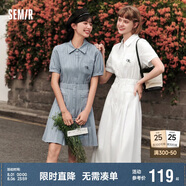 森馬（Semir）連衣裙女翻領長裙文藝溫柔系夏季收腰百褶襯衫裙109324114009