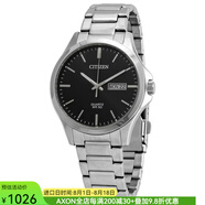 西鐵城（CITIZEN）男士手表石英表黑色圓形41mm防水50m不銹鋼帶休閑日常BF2001-80E as pic os